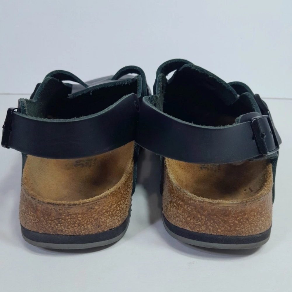 Black Leather Clogs with Adjustable Strap - image 8